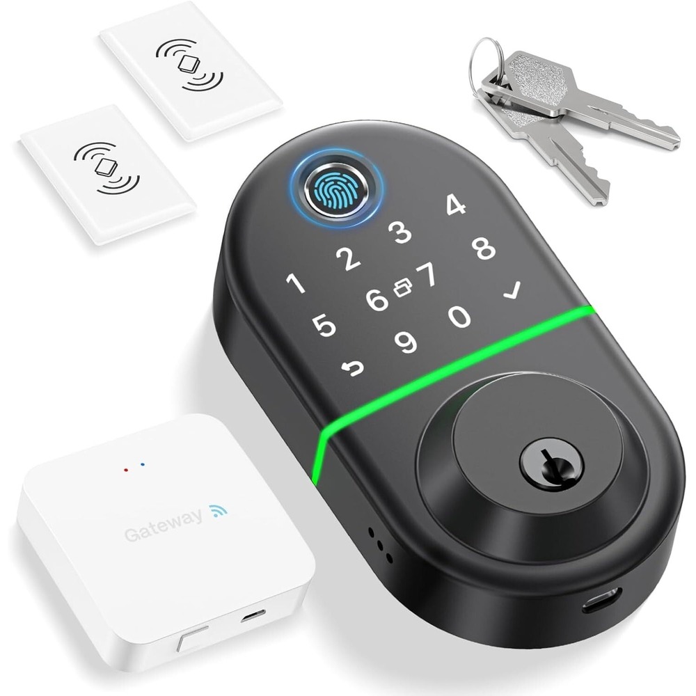 Keyless Entry WiFi Smart Deadbolt -Fingerprint Door Lock with WiFi Gateway